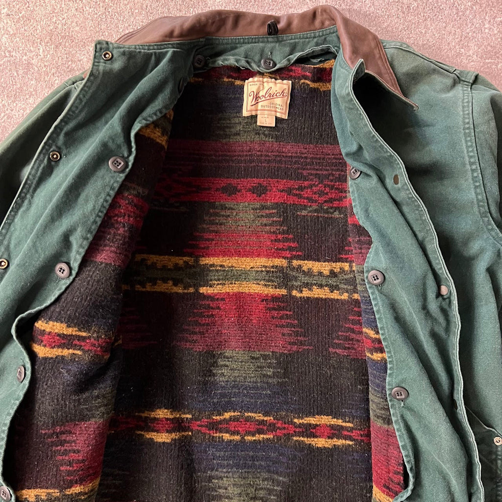 90s Woolrich Blanket Lined Made in USA Vintage Outdoor Jacket L