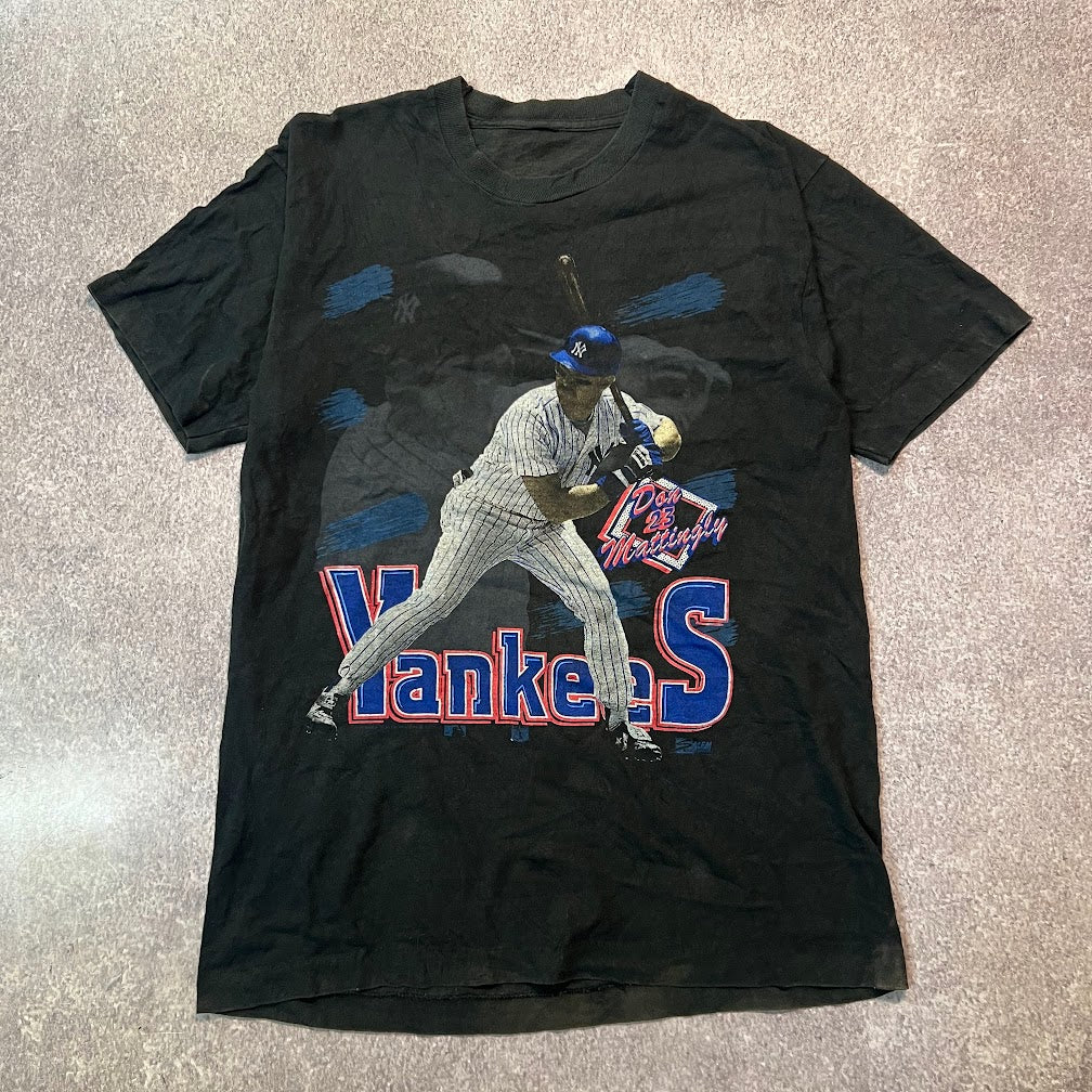 90s New York Yankees MLB Big Logo Faded Single Stitch Vintage Tee M
