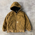 Modern Carhartt Kids Quilt Lined Workwear Outdoor Tan Jacket M