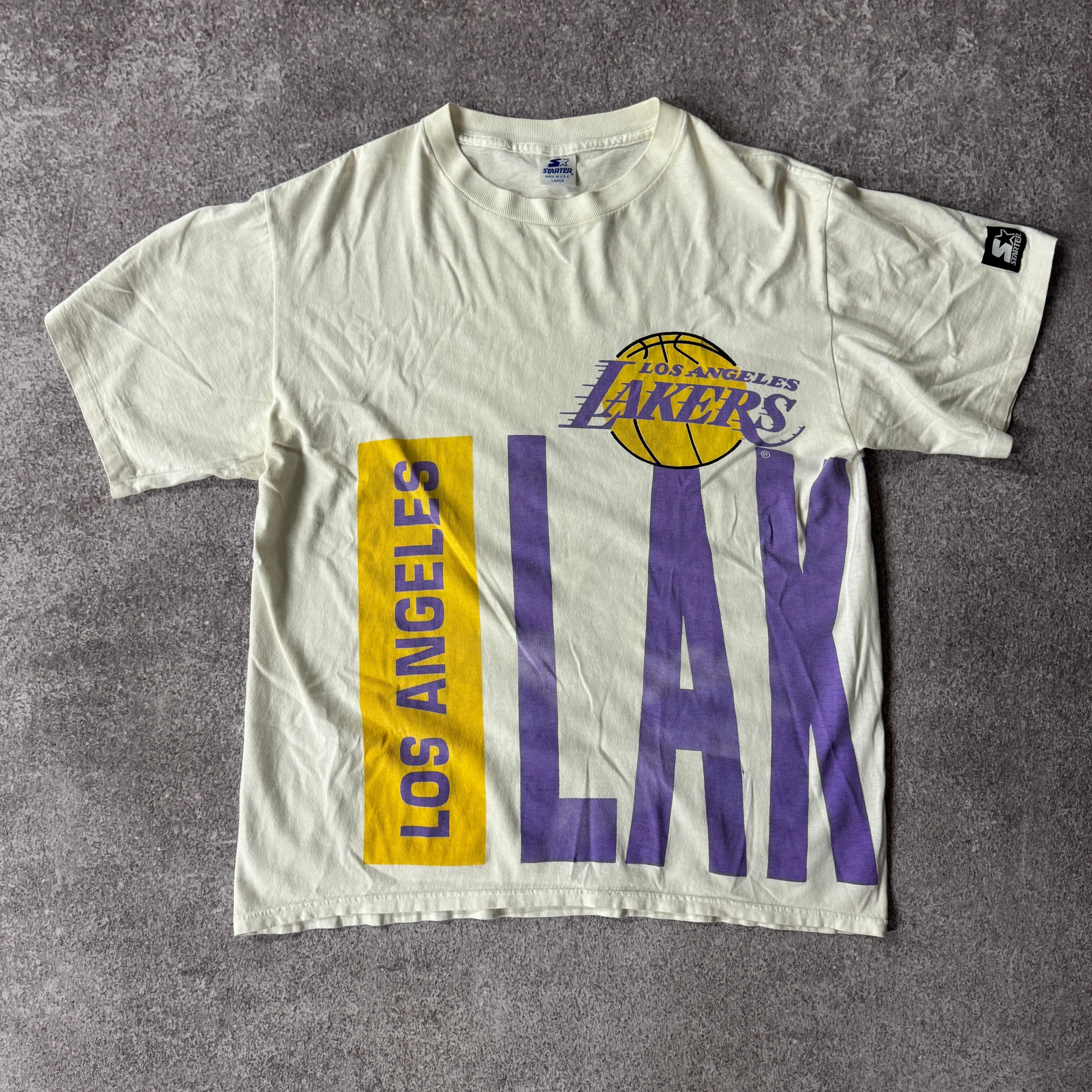 90s Los Angeles Lakers Starter Big Logo Single Stitch Tee L