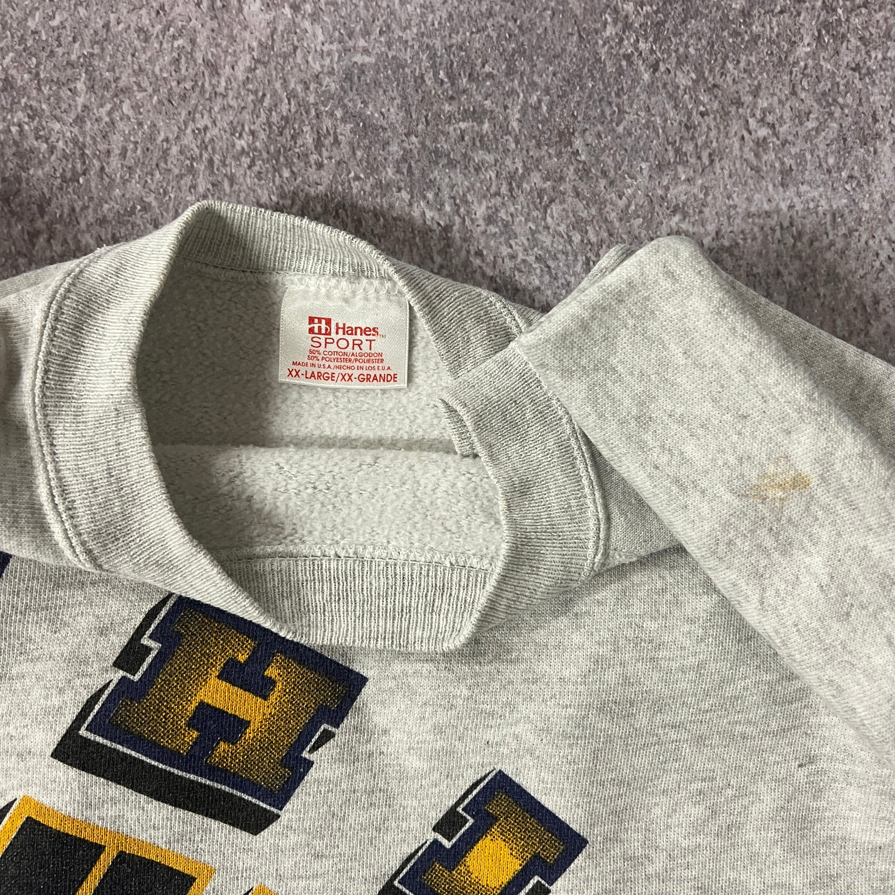 Y2K Hanes College Cracked Print Crewneck XXL