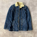 Earl Jean Denim Barn Jacket Sherpa Fleece Collar Blue Jean Chore Coat Size S