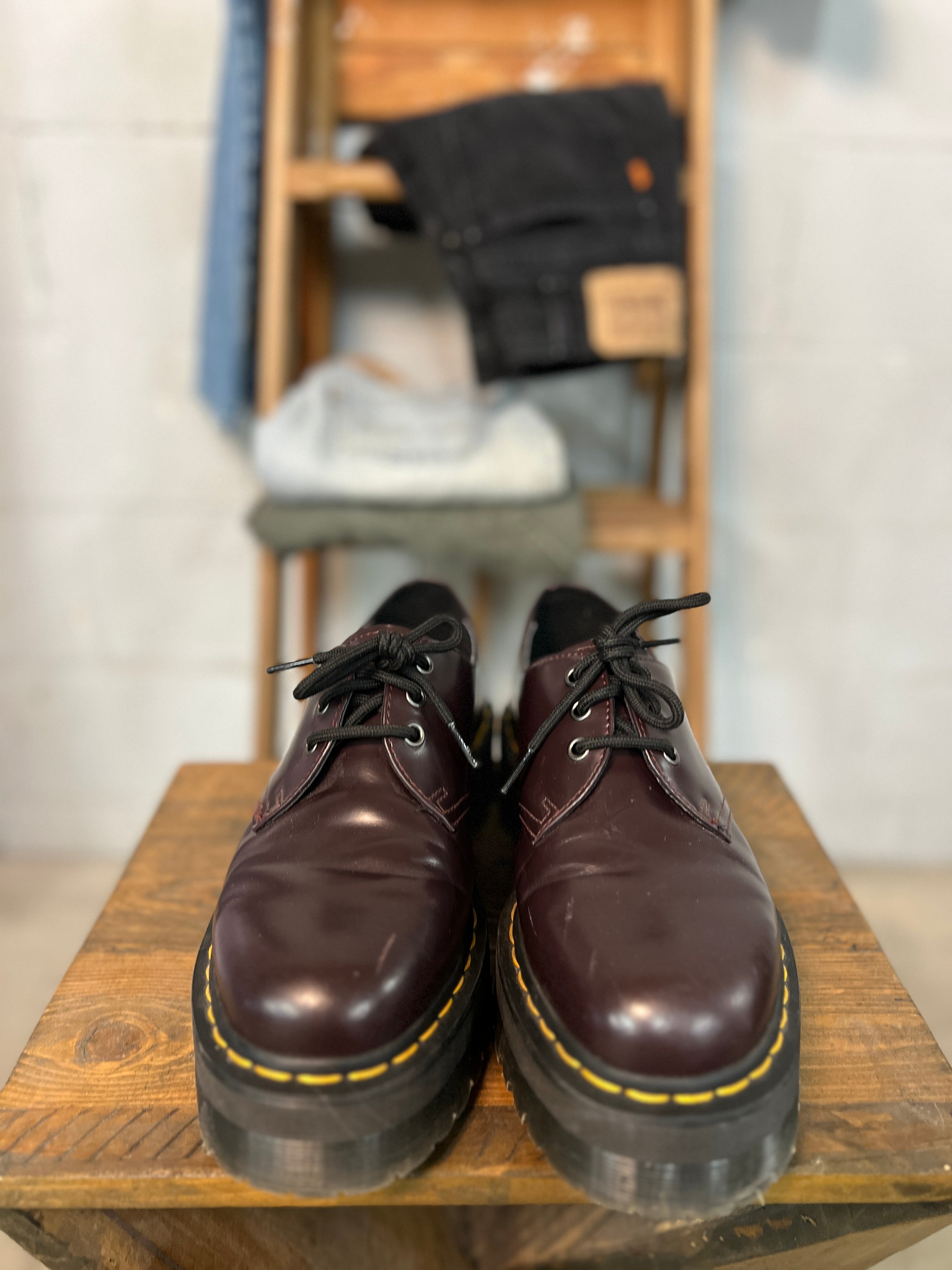 2020s Doc Martens 1461 Quad Smooth Leather Platform Oxblood Burgundy Men's 9