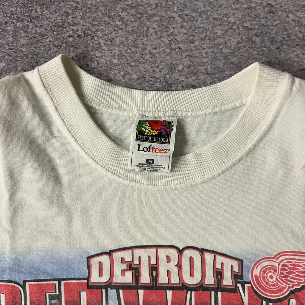 90s Detroit Red Wings Fruit of the Loom Big Logo Faded Tee M