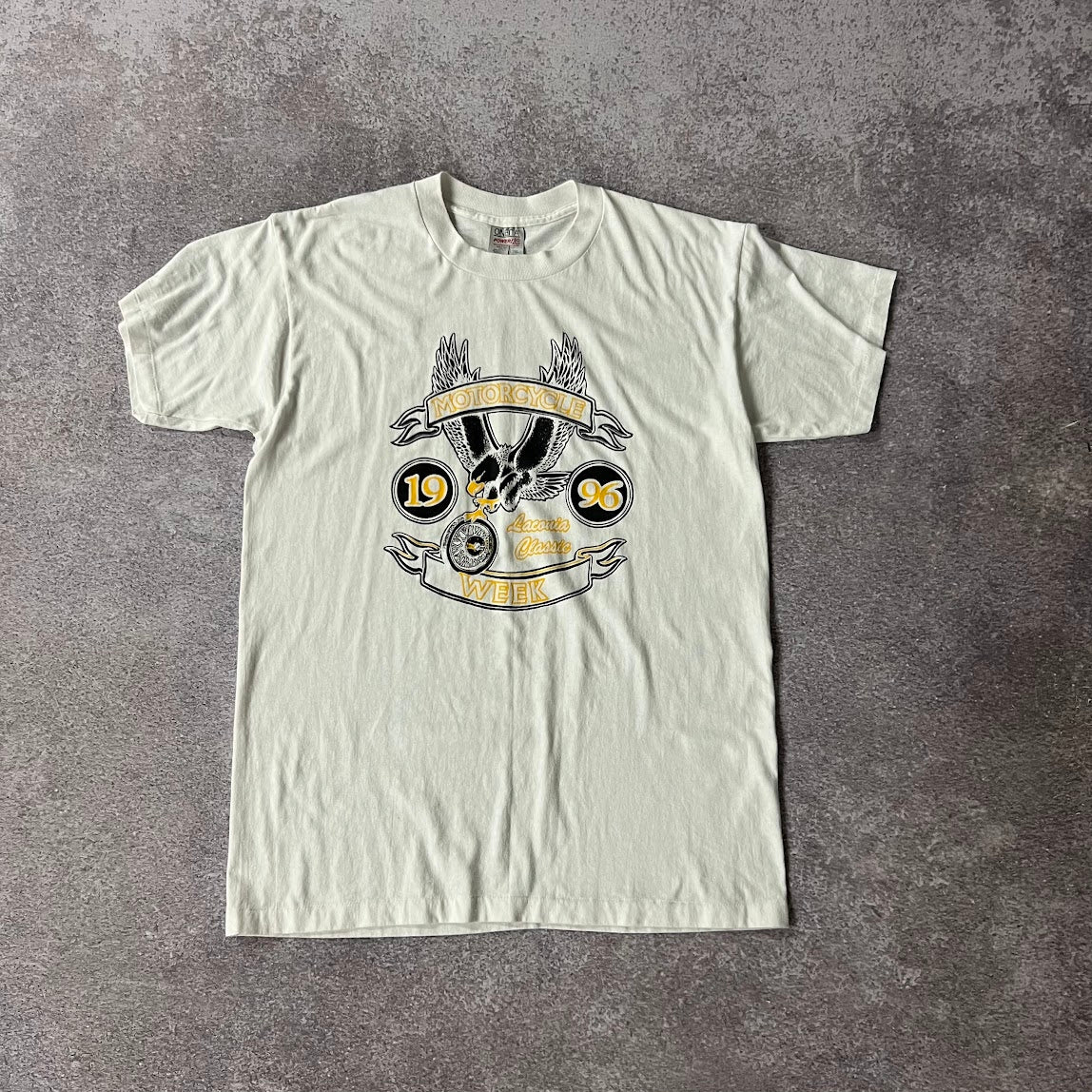 90s Oneita Laconia Classic (NH) White Worn In Tee L