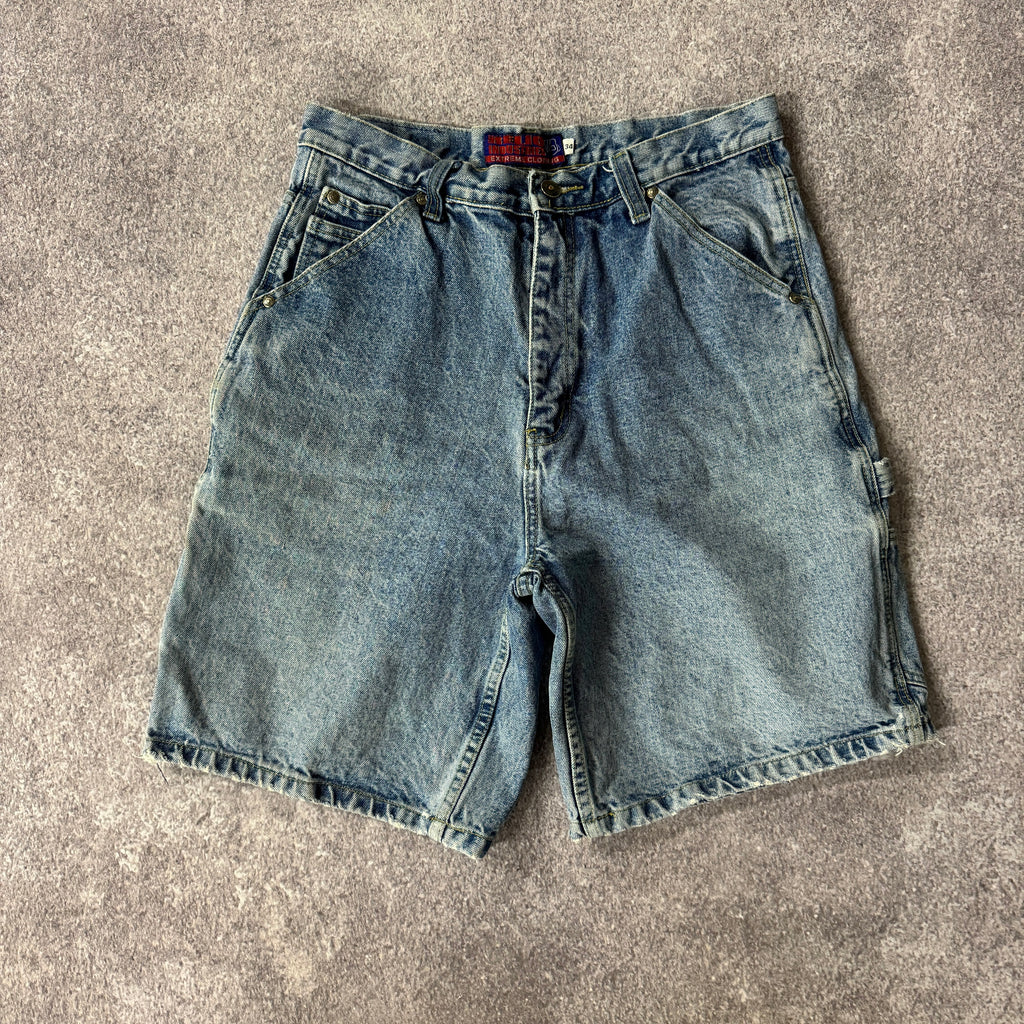 Y2K Relio Industries Blue Relaxed Distressed Shorts 34W