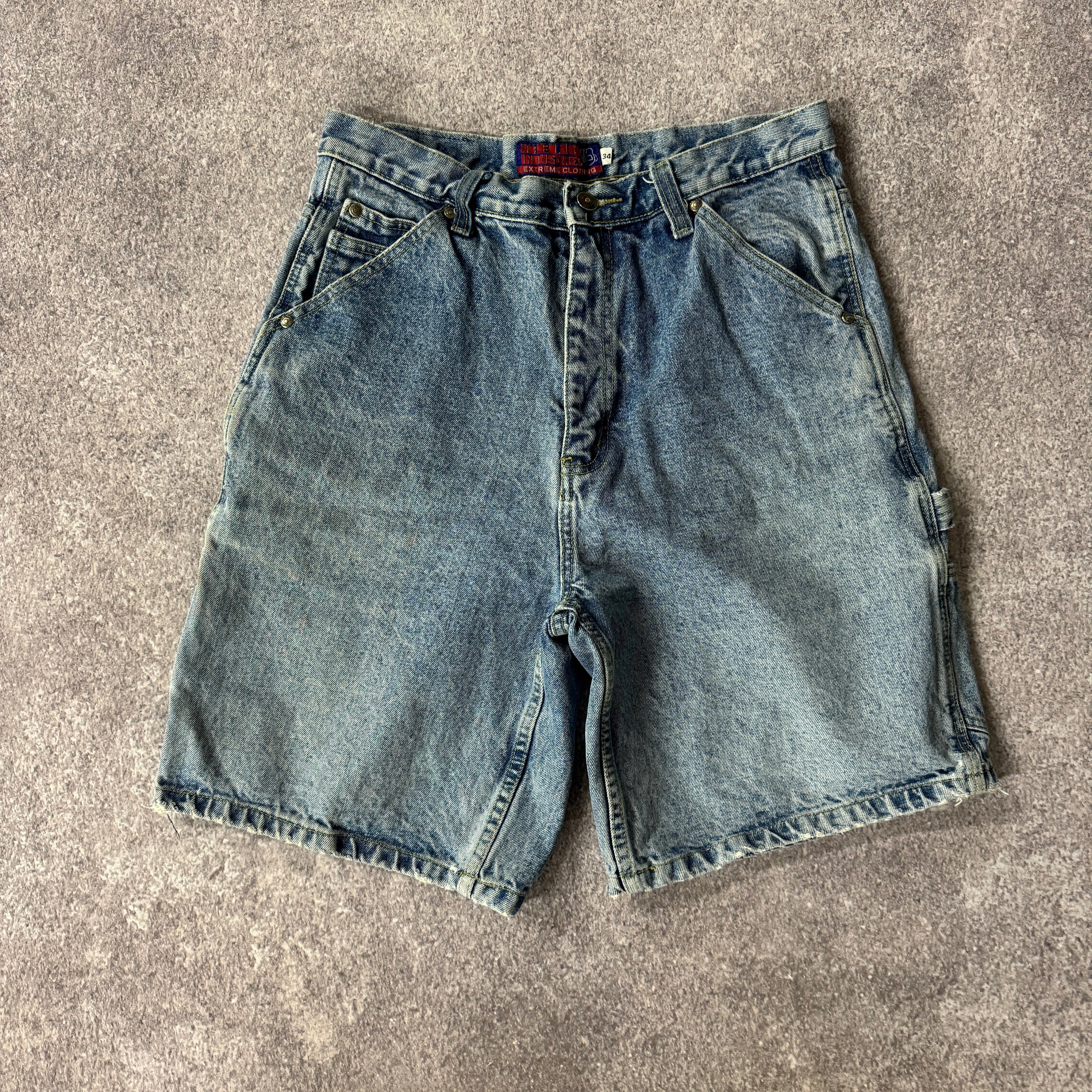 Y2K Relio Industries Blue Relaxed Distressed Shorts 34W