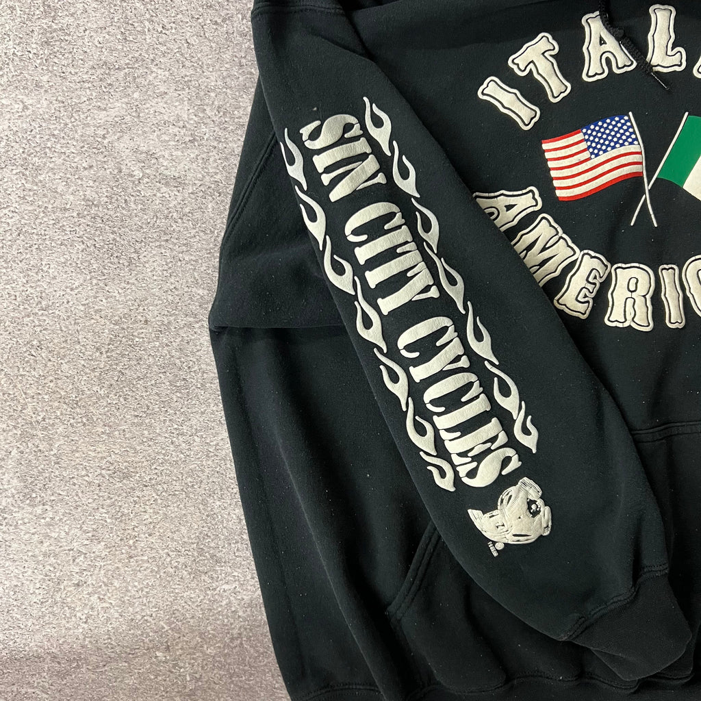 Y2K Gildan Italian Cracked Print Hoodie XXL