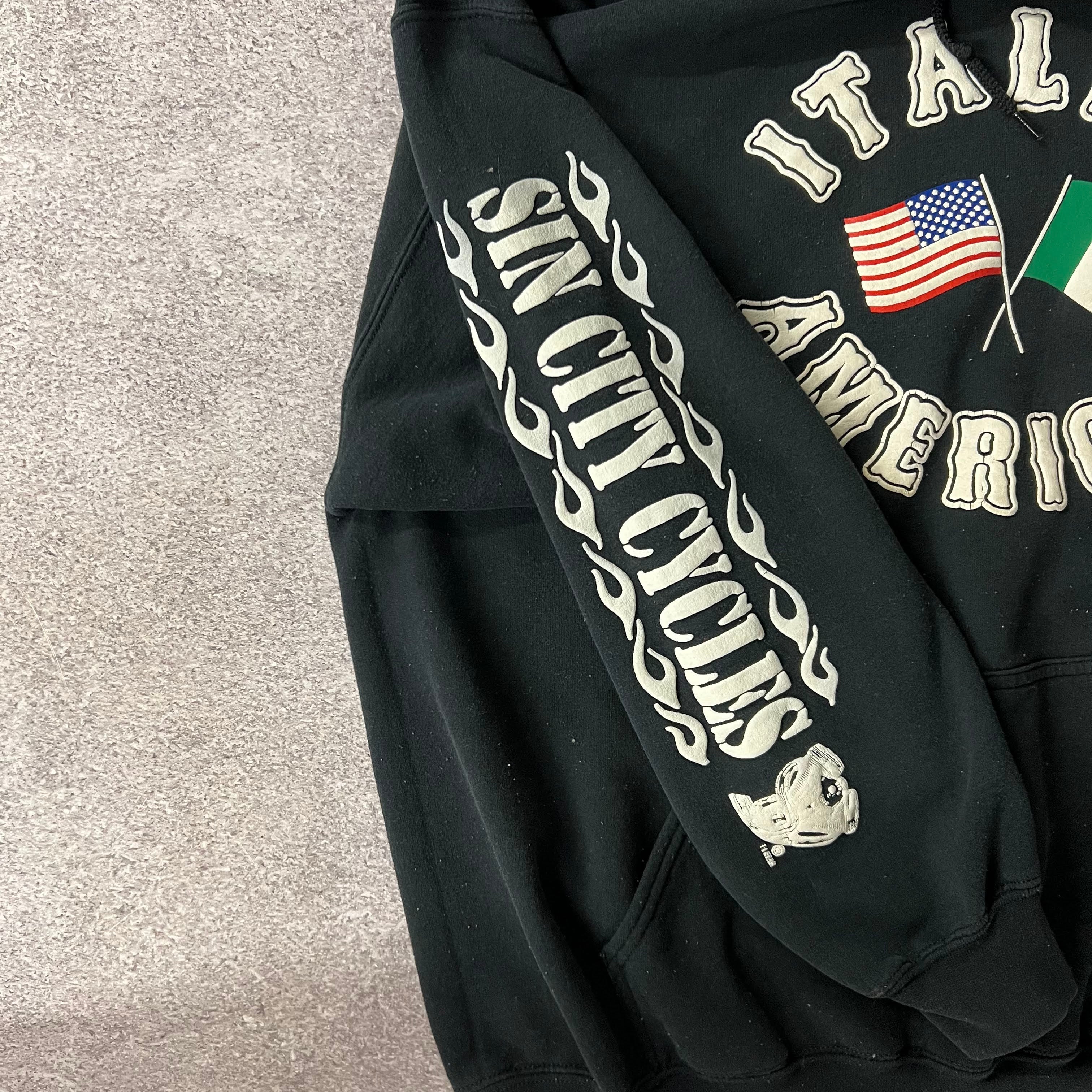 Y2K Gildan Italian Cracked Print Hoodie XXL