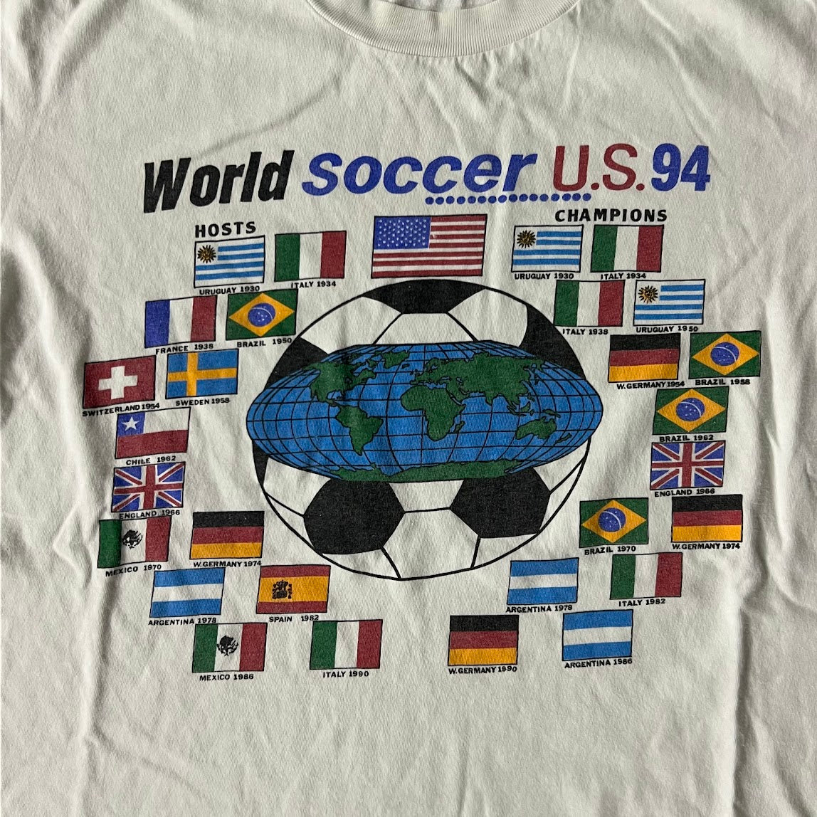 90s World Cup Cream Big Logo Tee M