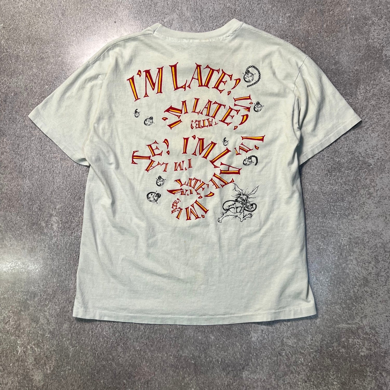 90s Andazia Alice In Wonderland White Rabbit Tee Large SS Grail