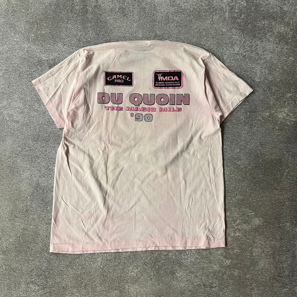 1990 Magic Mile at Du Quoin IL Motorsports Screen Stars Big Logo Pink Tee XL