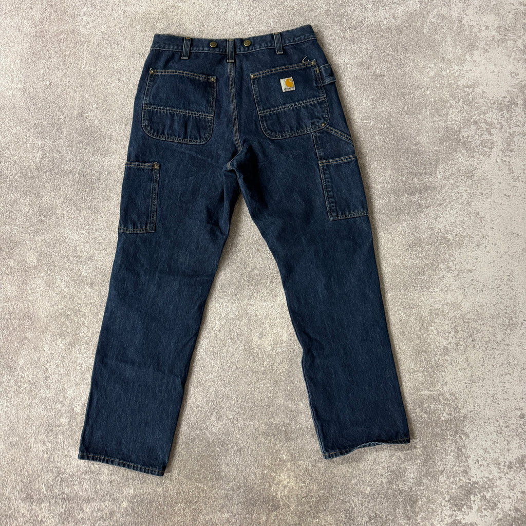 2020s Carhartt Carpenter/Double Knees Blue Relaxed Workwear Jeans 33W x 32L