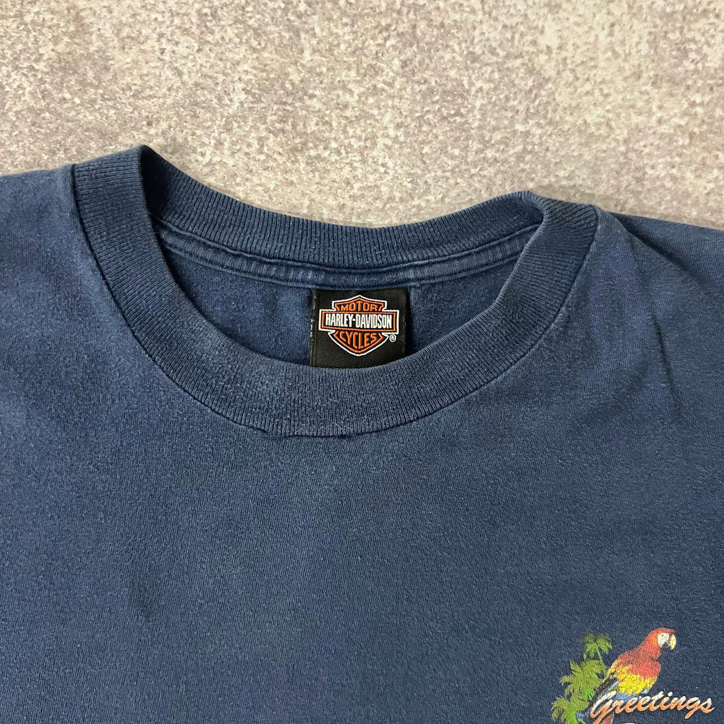 2010s Harley Davidson Orlando, Florida Blue Worn In Tee XXL