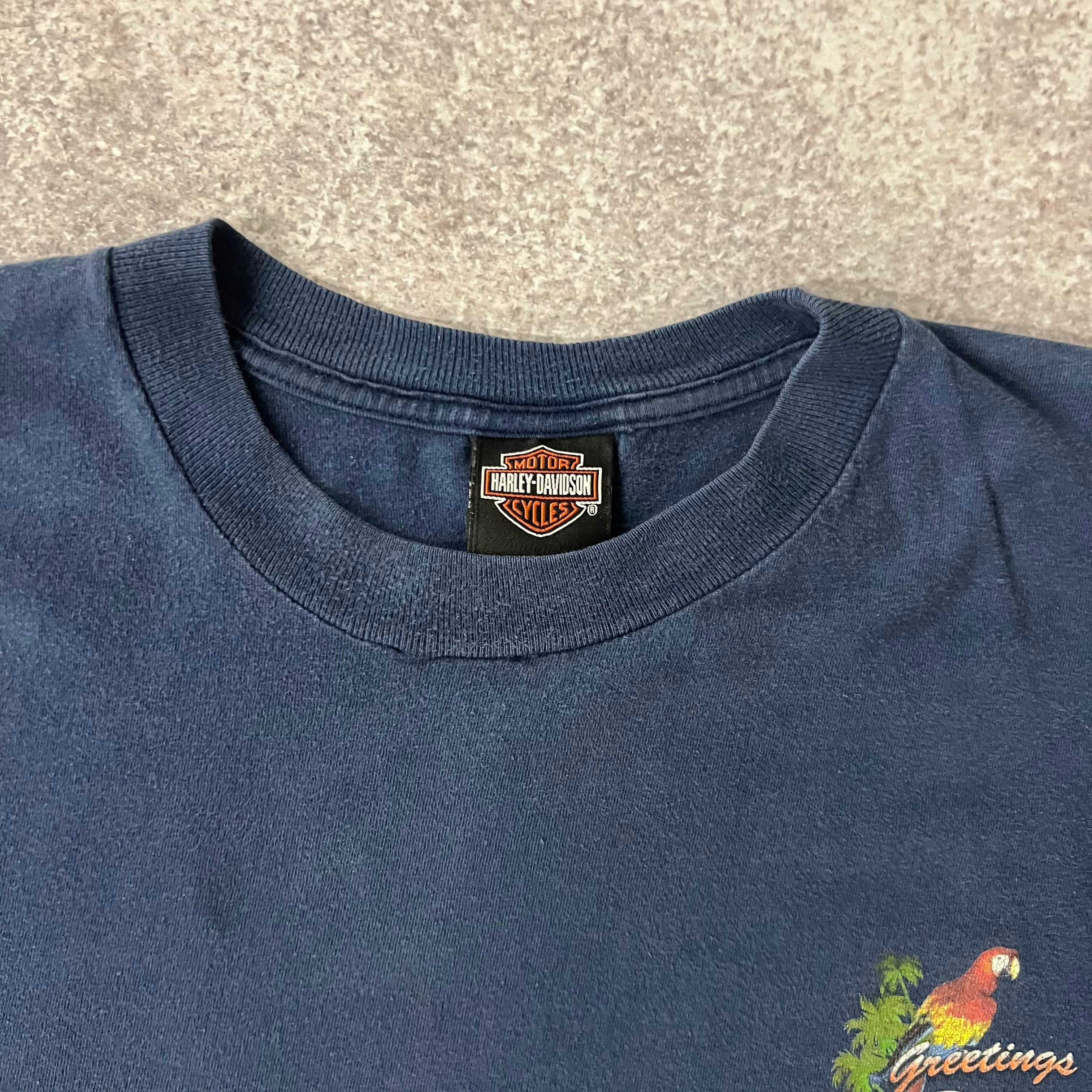2010s Harley Davidson Orlando, Florida Blue Worn In Tee XXL