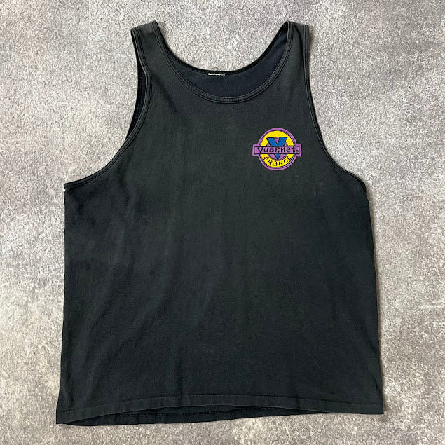 90s Vuarnet France Big Logo Back Graphic Sun Faded Single Stitch Vintage Tank Top L