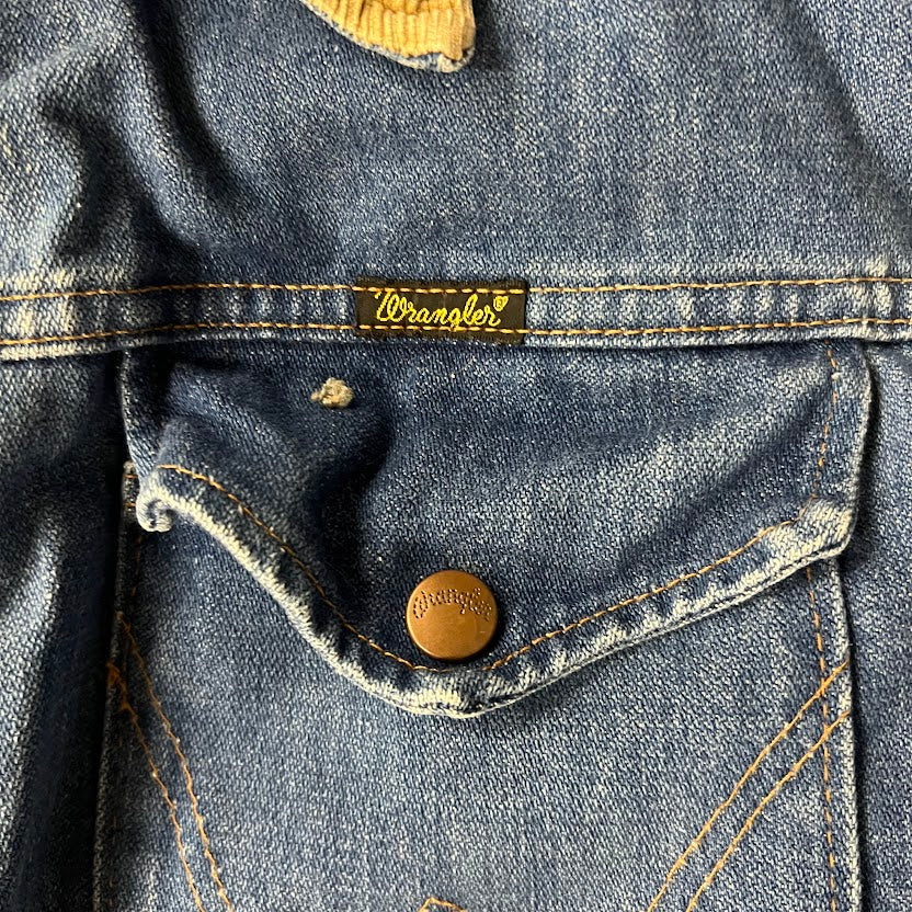 80s Wrangler Blanket Lined Made in USA Workwear Vintage Blue Jacket S