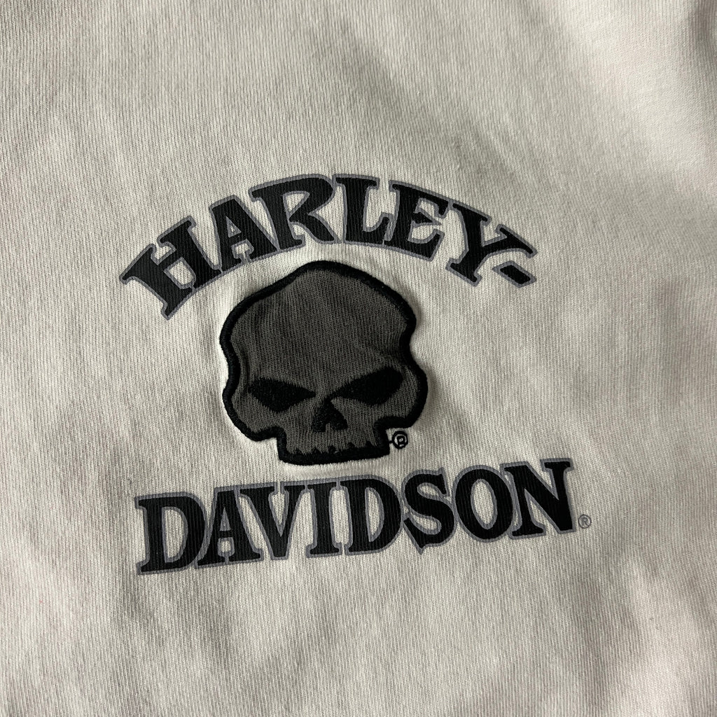 2010s Harley Davidson White Back Graphic Long Sleeve Tee L