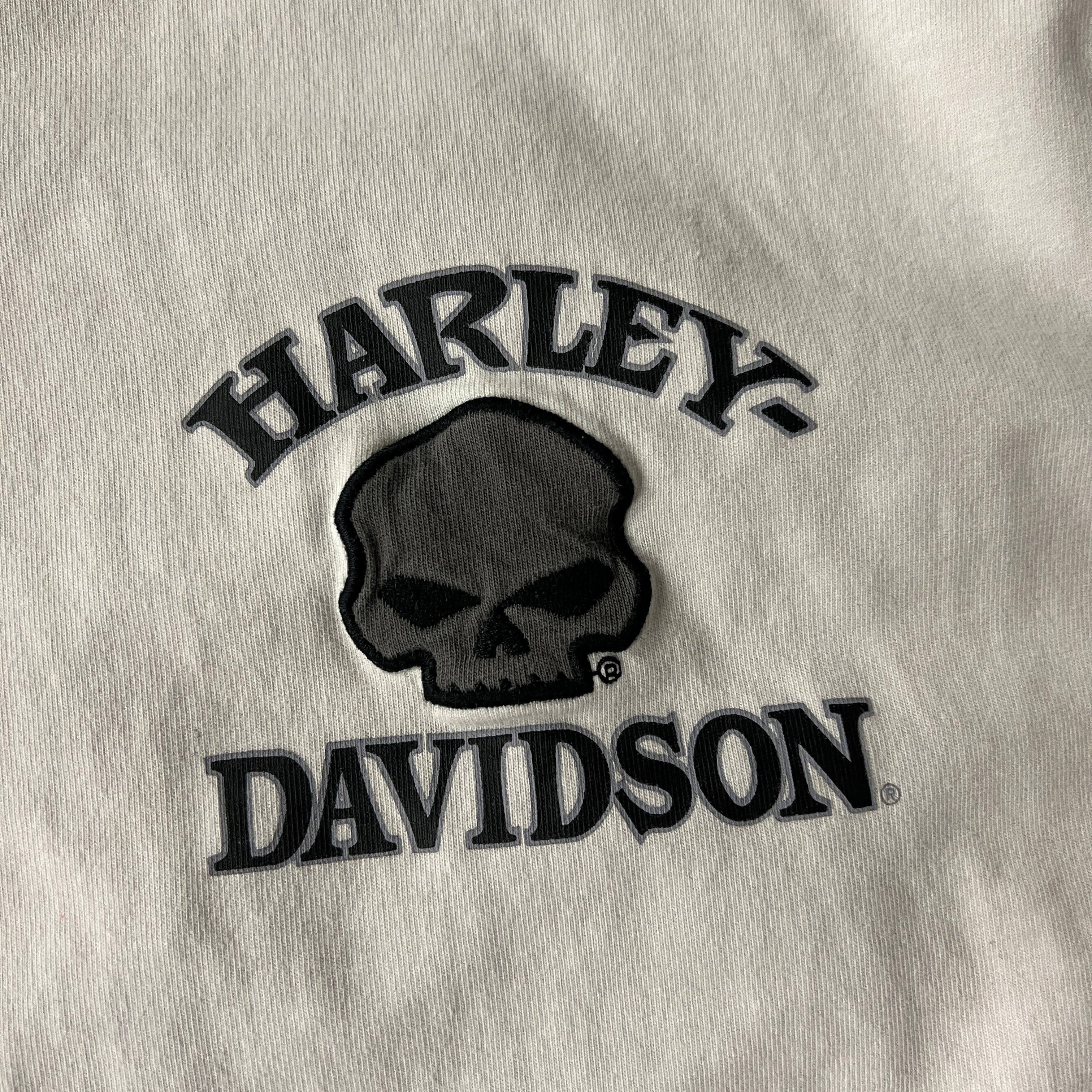 2010s Harley Davidson White Back Graphic Long Sleeve Tee L