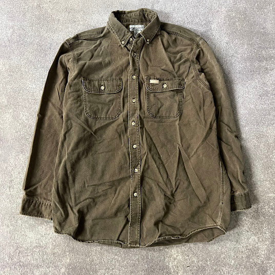 Y2K Carhartt Workwear Outdoor Vintage Brown Long Sleeve Shirt L
