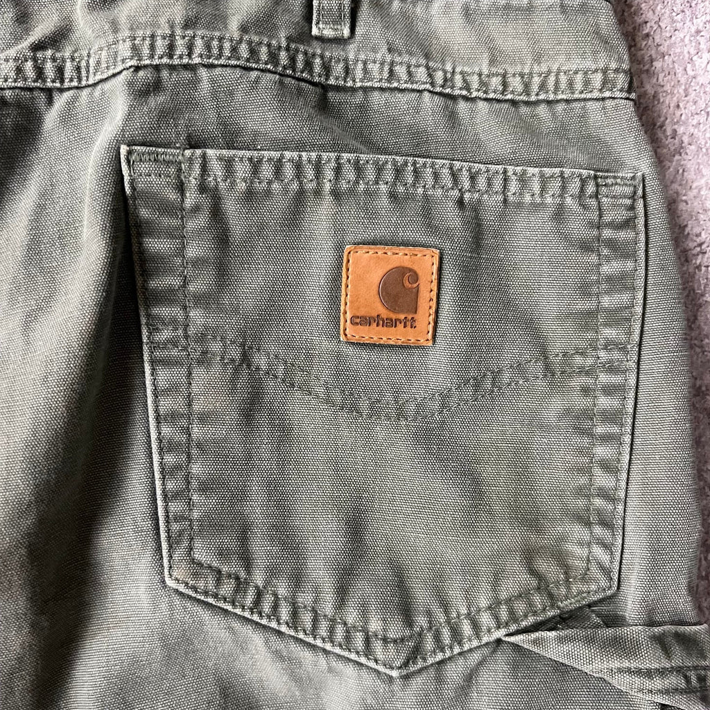 2010s Carhartt Workwear Faded Loose Green Vintage Pants 36x32