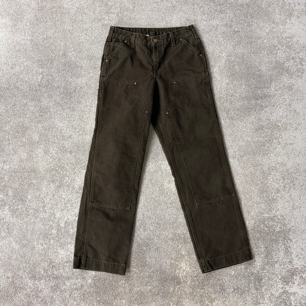 2010s Carhartt Double Knee Brown Relaxed Workwear Pants Size 2