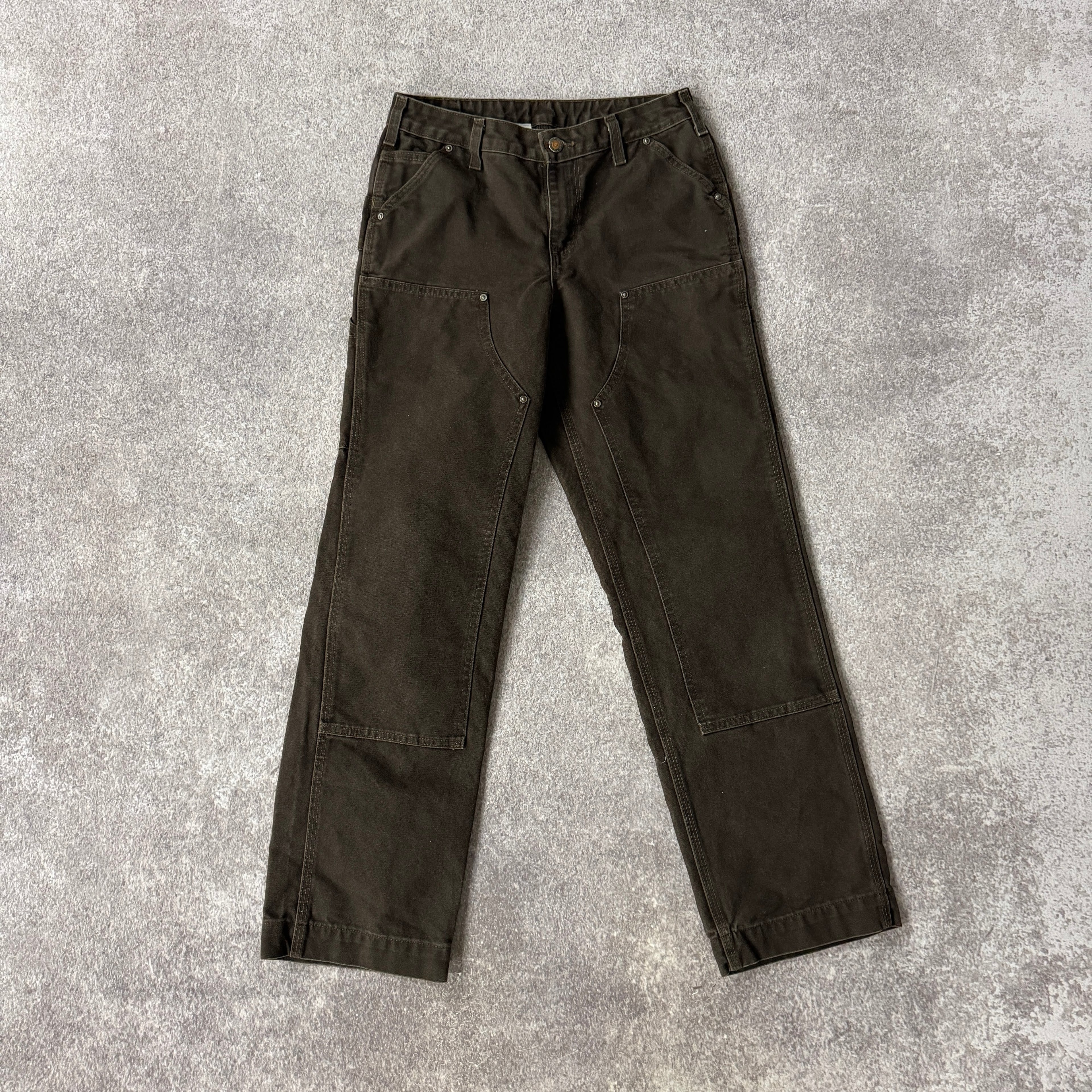 2010s Carhartt Double Knee Brown Relaxed Workwear Pants Size 2