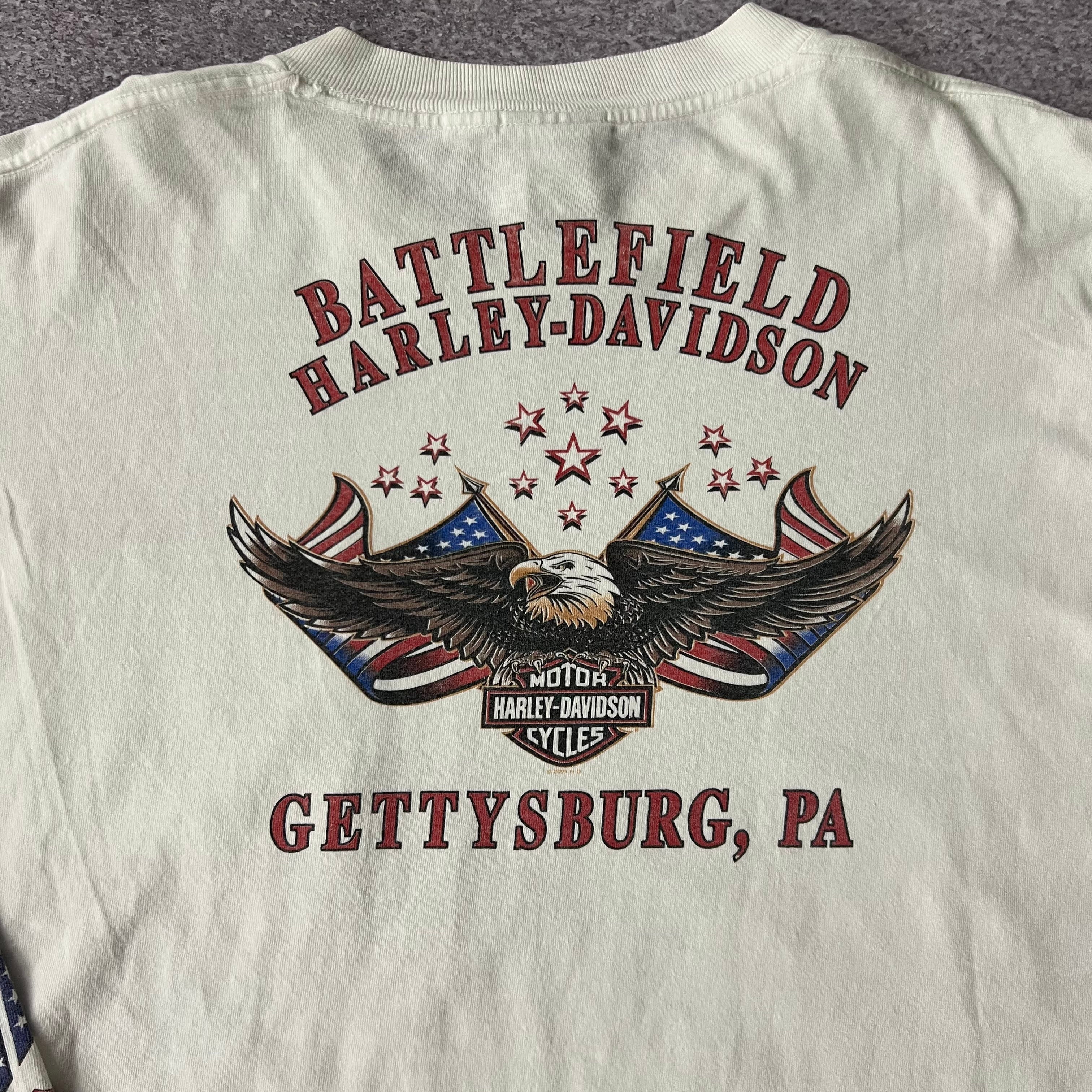 Y2K Harley Davidson White Big Logo Long Sleeve Tee XL