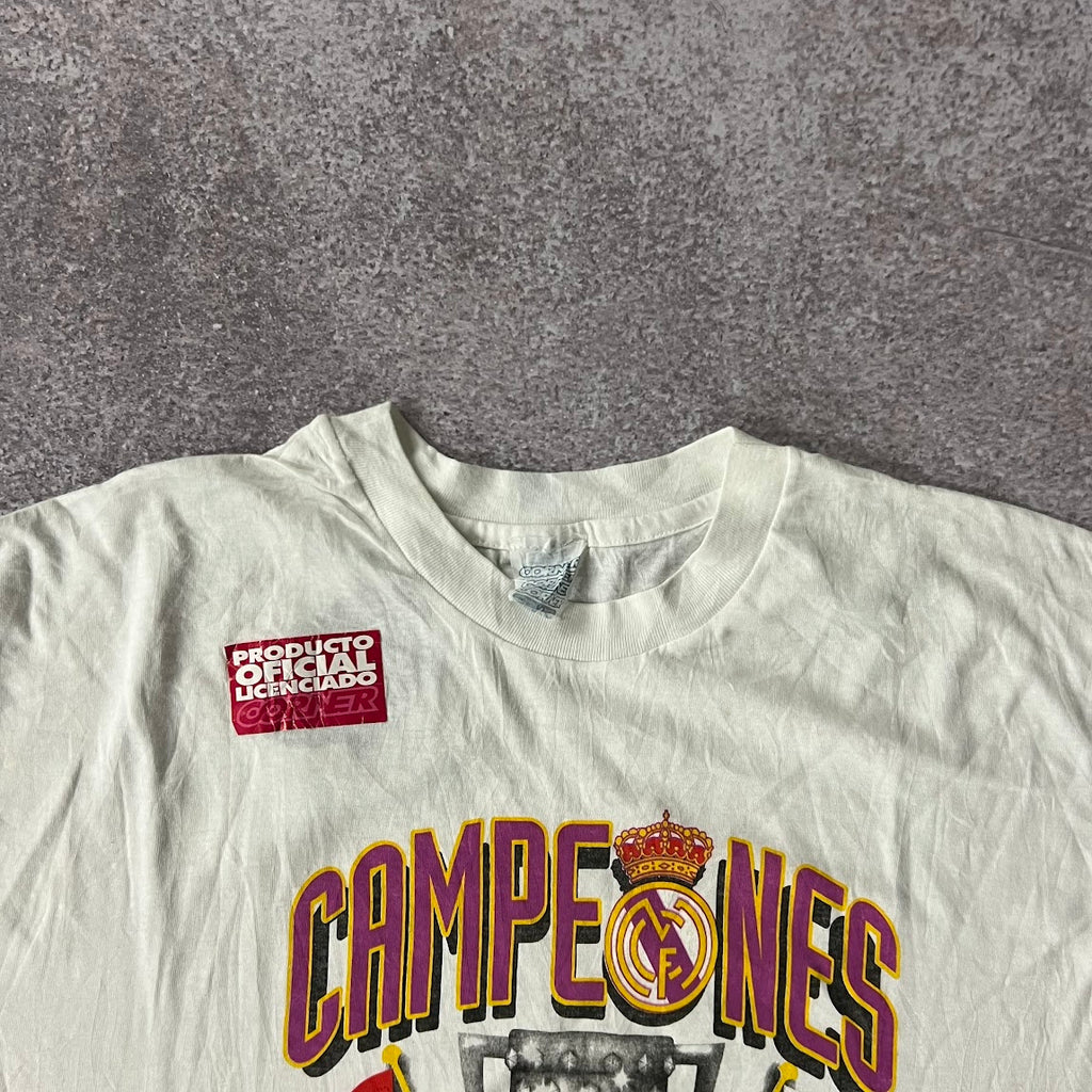 90s Real Madrid Corner Big Logo Tee XL