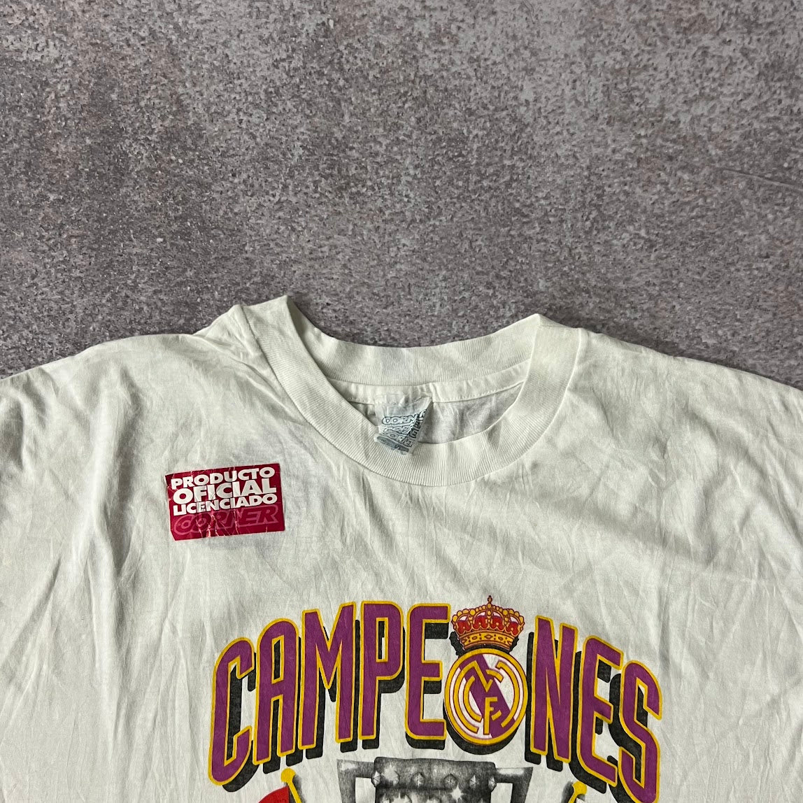 90s Real Madrid Corner Big Logo Tee XL