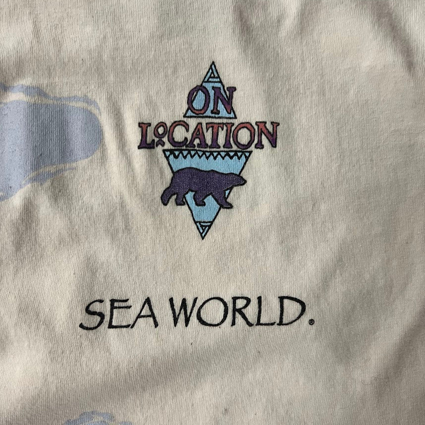 90s Sea World Hanes All Over Print Single Stitch Made in USA Tee L