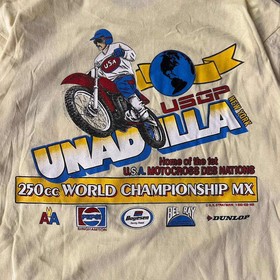 80s Unadilla World Championship Motocross Screen Stars Yellow Tee XL