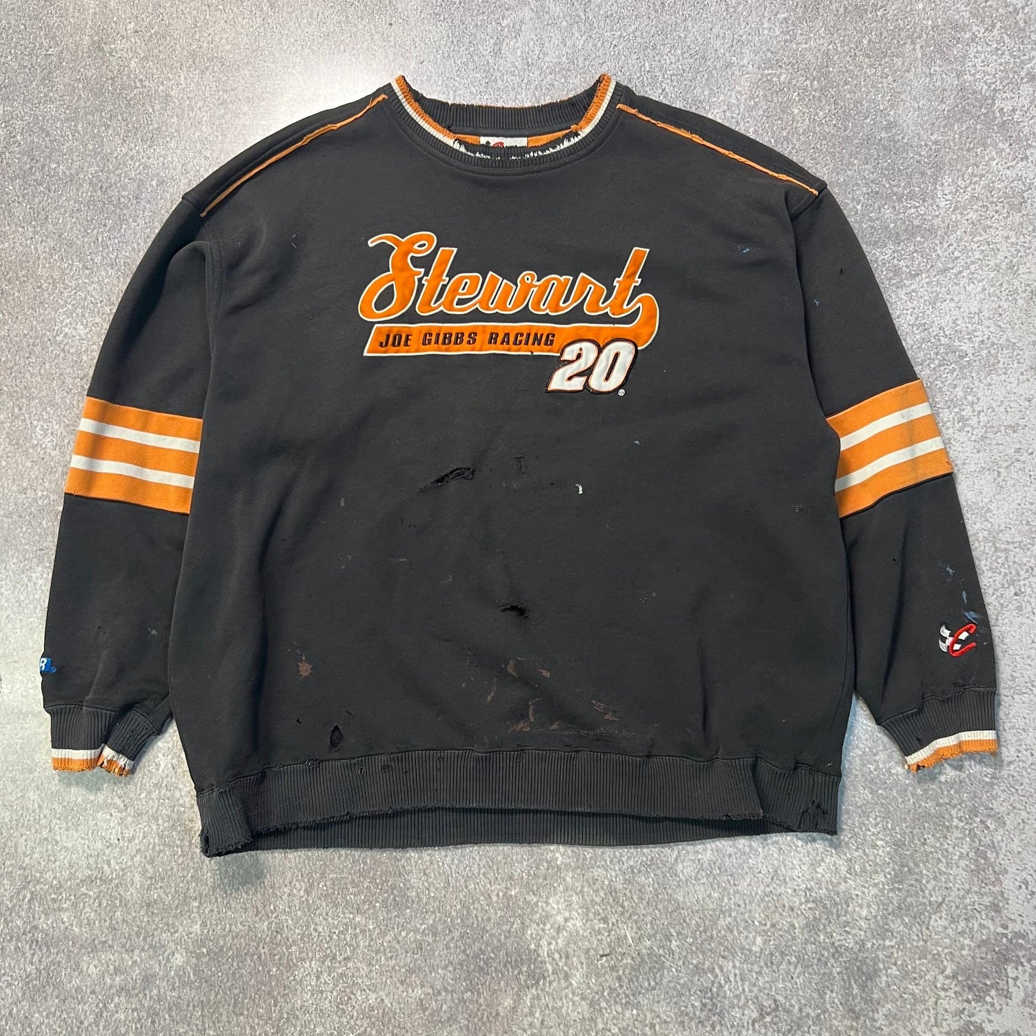 Vintage Thrashed Tony Stewart Joe Gibbs Racing Crewneck Sweatshirt XXL Chase Authentics