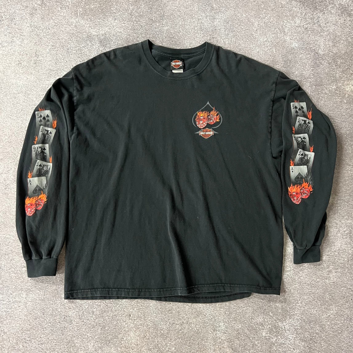 90s Harley Davidson Las Vegas Worn In Long Sleeve Tee XXL