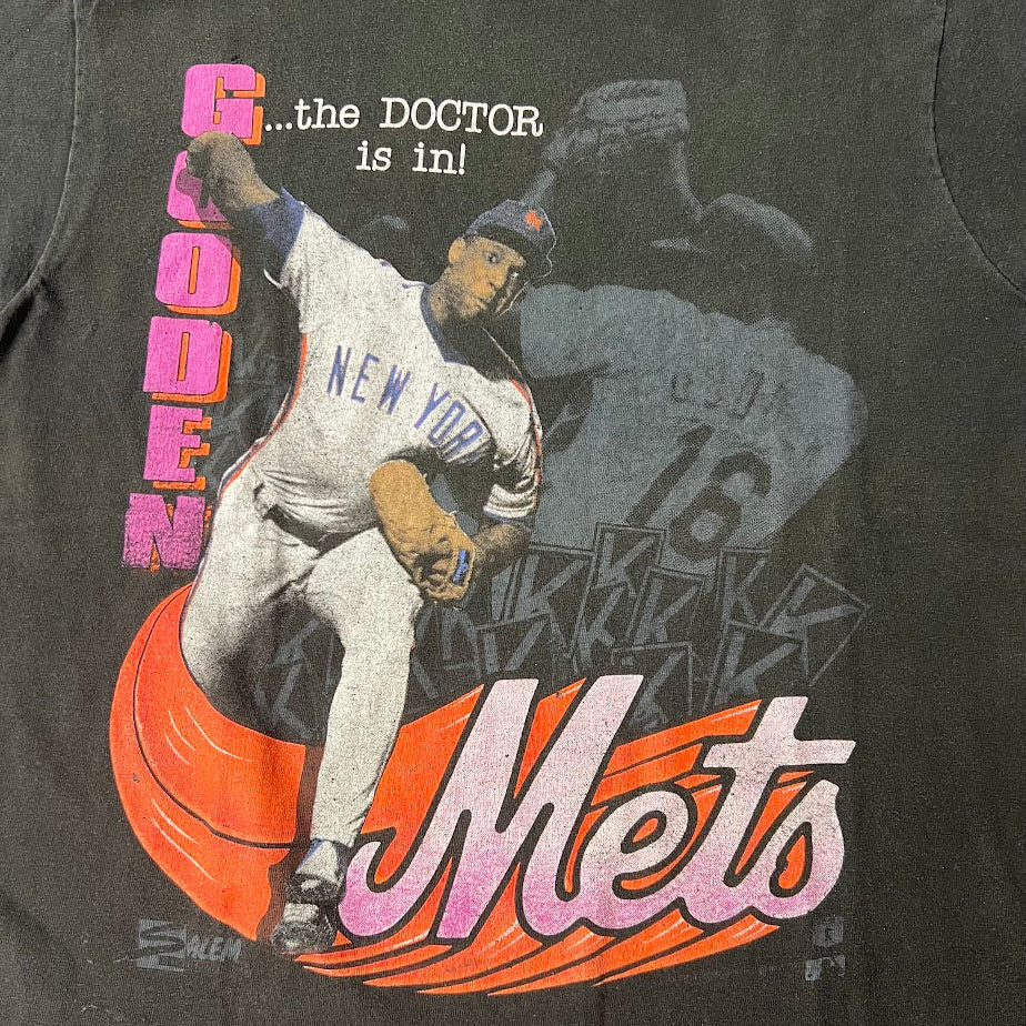 80s Dwight Gooden New York Mets MLB Big Logo Single Stitch Tee L