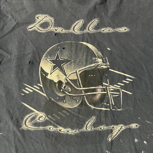 90s Dallas Cowboys NFL All Sport Big Logo Cracked Print Distressed Tee XL