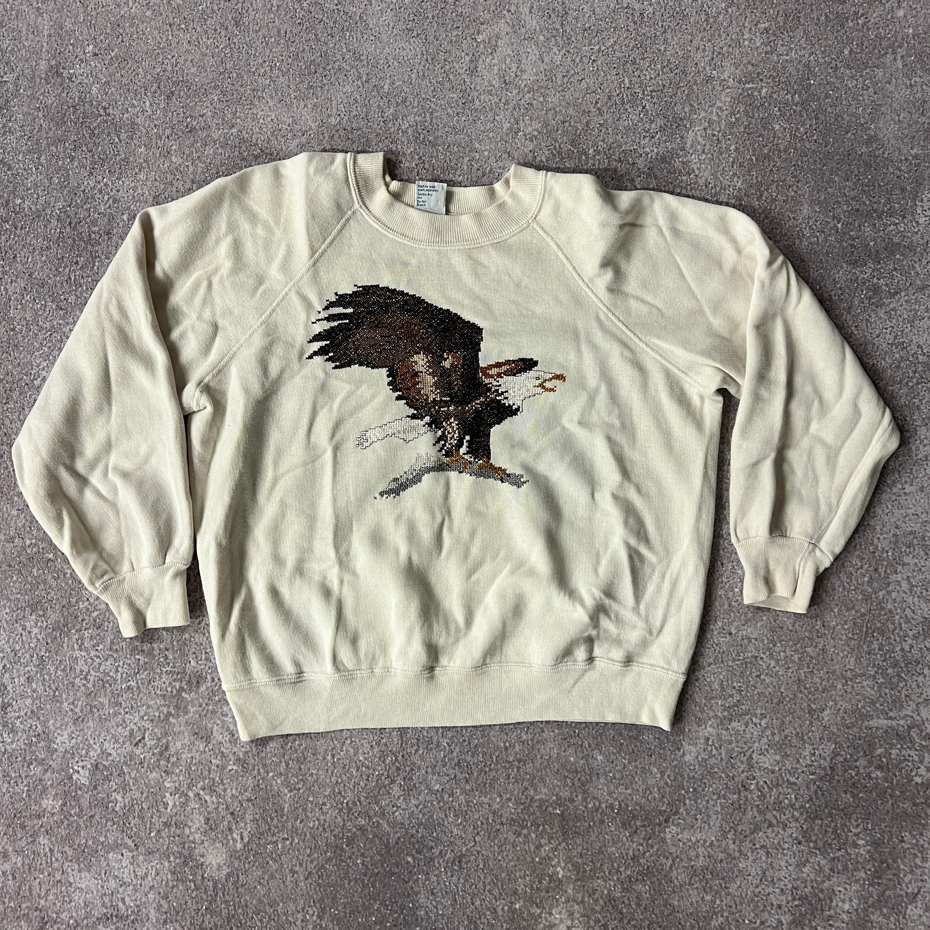 80s Gearing Up White Crewneck L