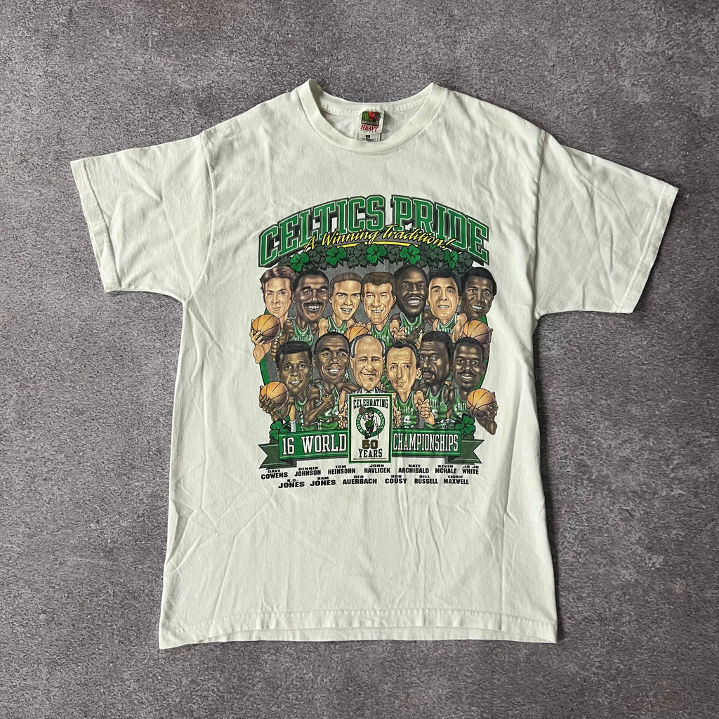 90s Boston Celtics Fruit of the Loom Big Logo Tee L