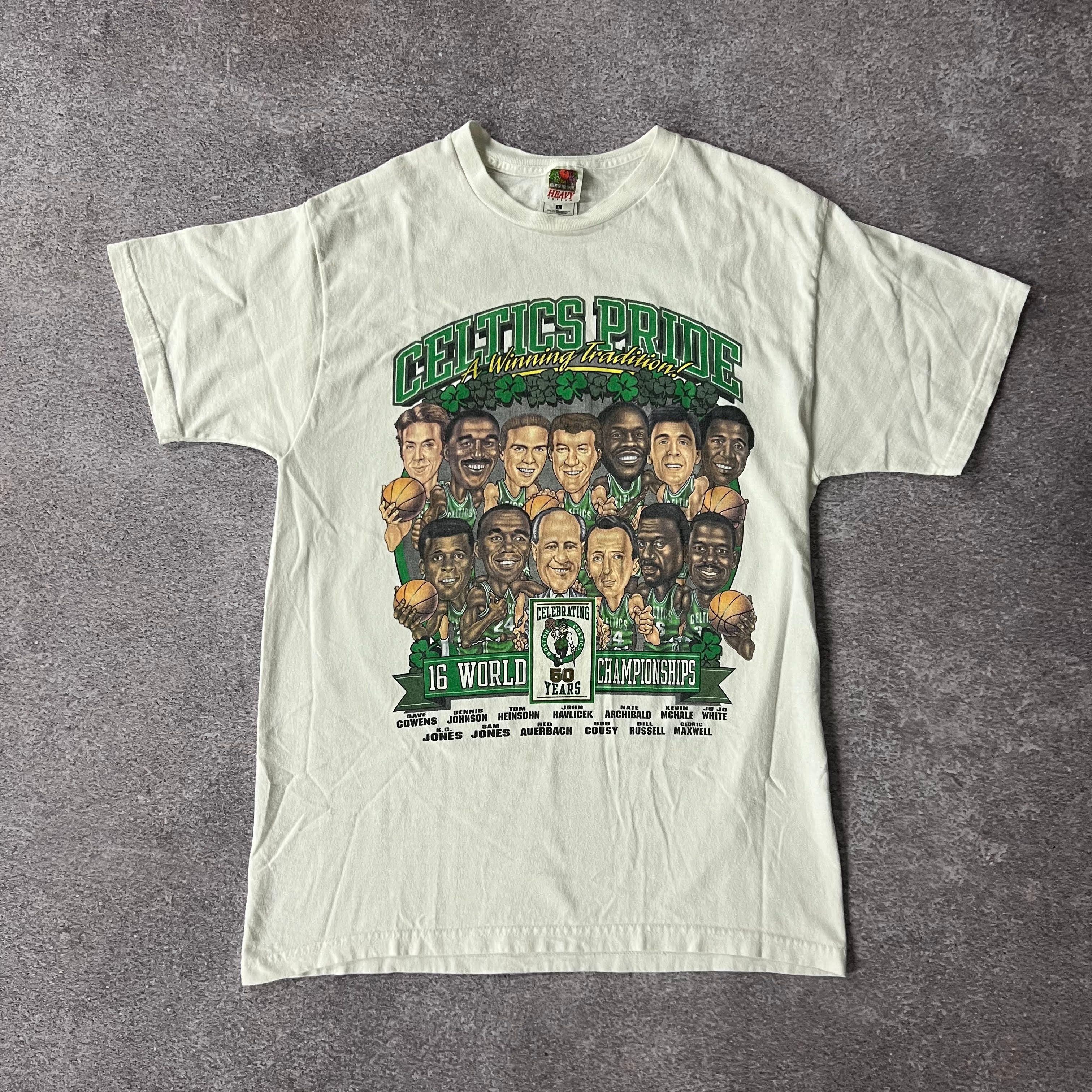 90s Boston Celtics Fruit of the Loom Big Logo Tee L