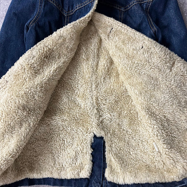 Earl Jean Denim Barn Jacket Sherpa Fleece Collar Blue Jean Chore Coat Size S