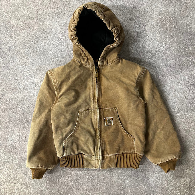 Y2K Carhartt Kids Quilt Lined Workwear Outdoor Tan Jacket M