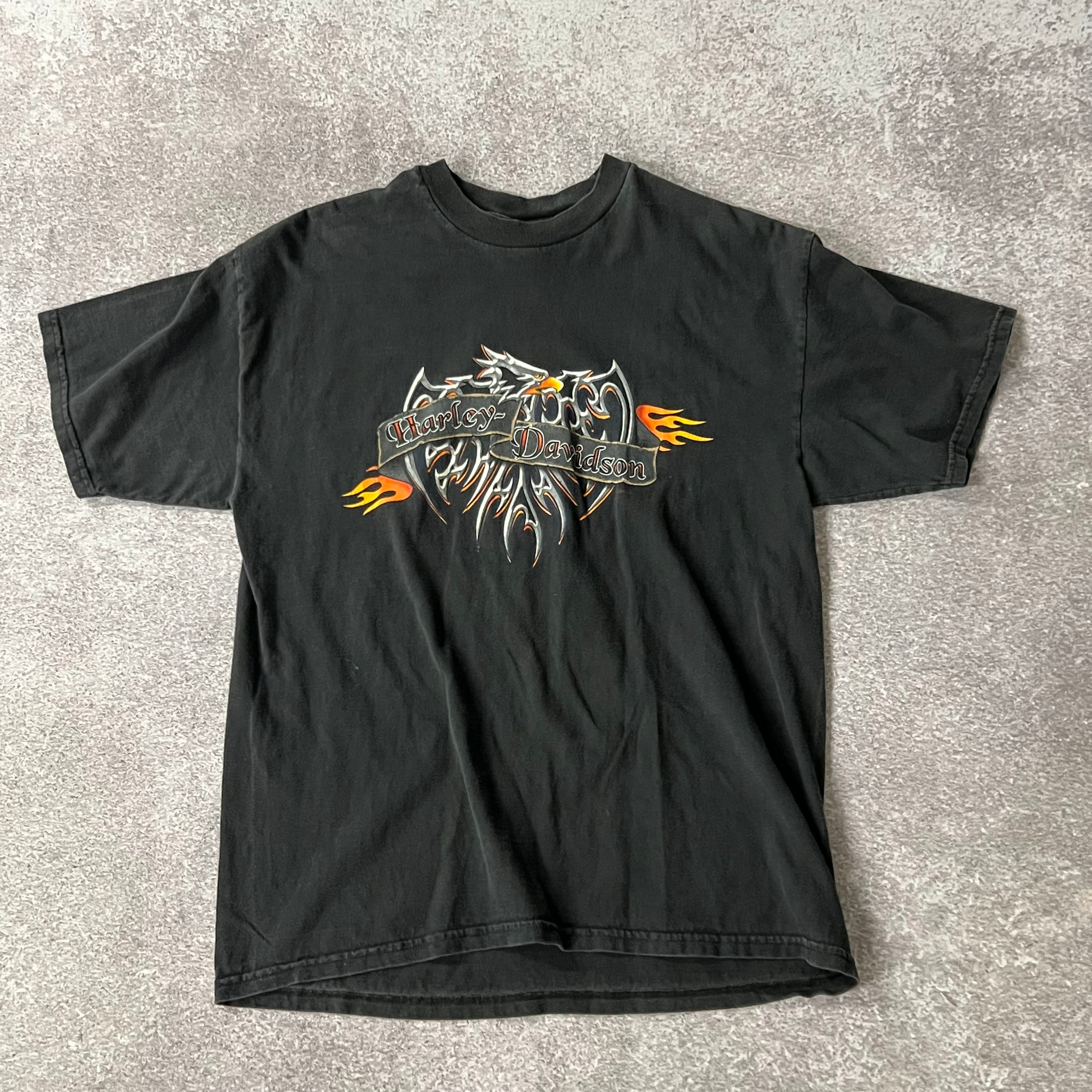 Y2K Harley Davidson Barre, Vermont Worn In Tee L