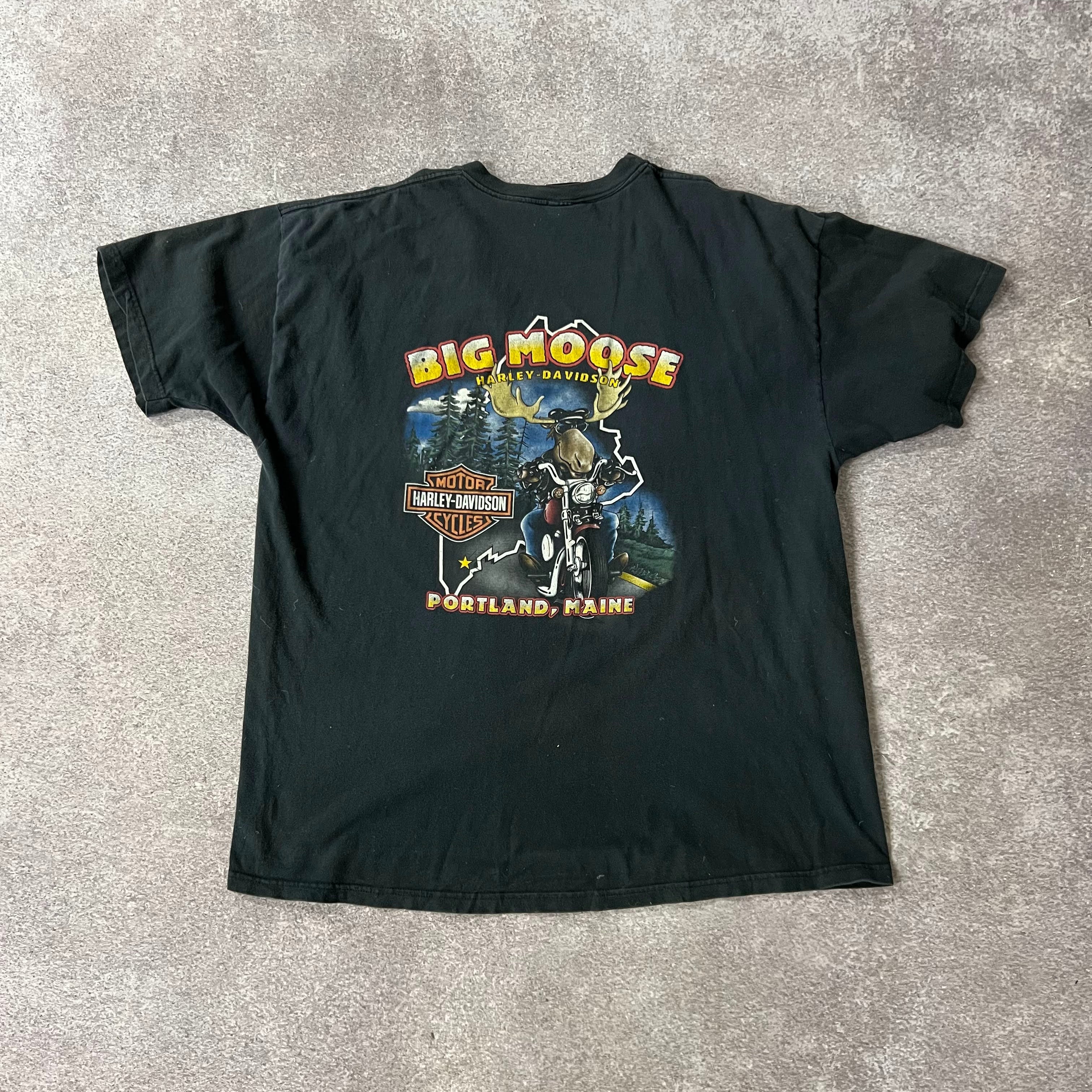 Y2K Harley Davidson Portland, Maine Worn In Tee XXL