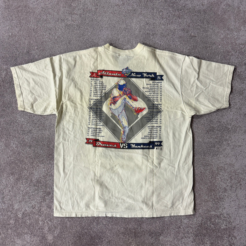 90s Yankees vs Braves Pro Player Big Logo Tee XL