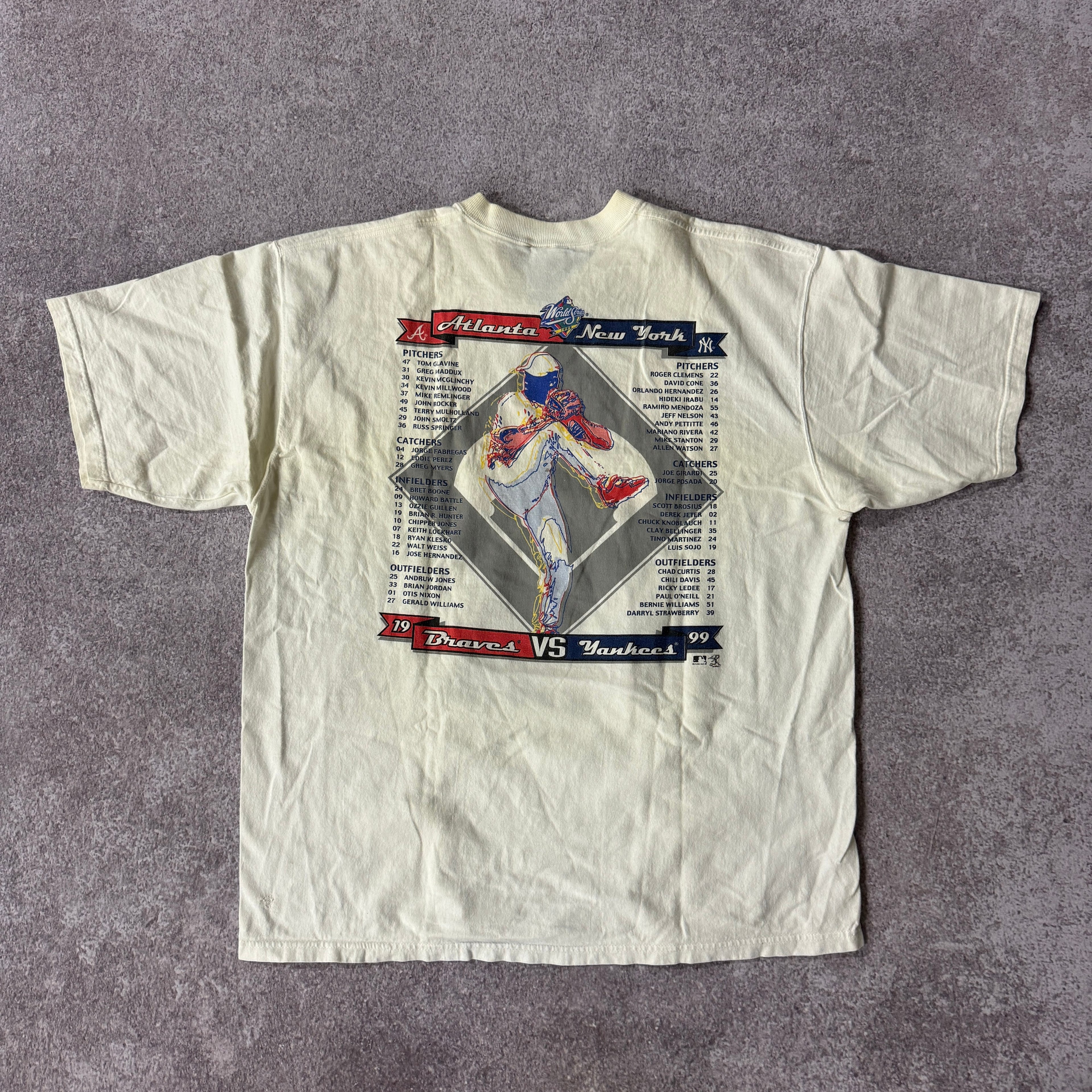 90s Yankees vs Braves Pro Player Big Logo Tee XL