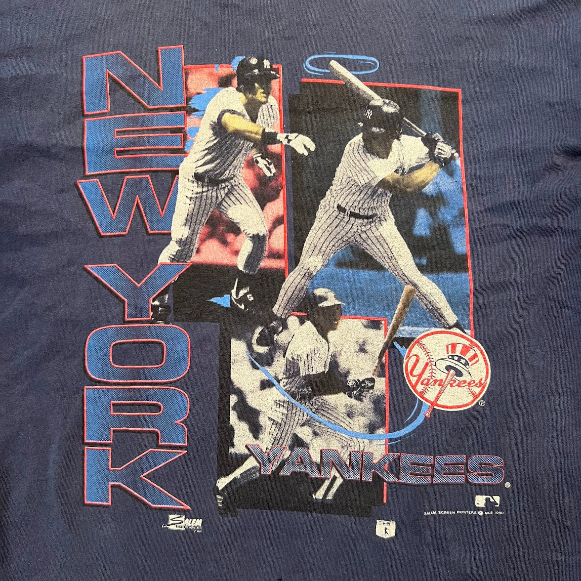 90s New York Yankees MLB Salem Sportswear Big Logo Single Stitch Tee XL