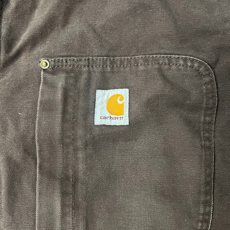 2010s Carhartt Sherpa Fleece Lined Workwear Outdoor Brown Jacket XL