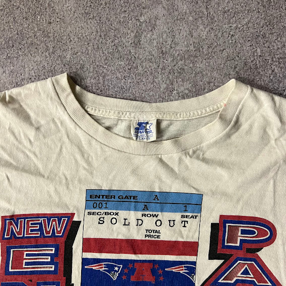 Y2K New England Patriots NFL Starter Big Logo Cracked Print Tee XL