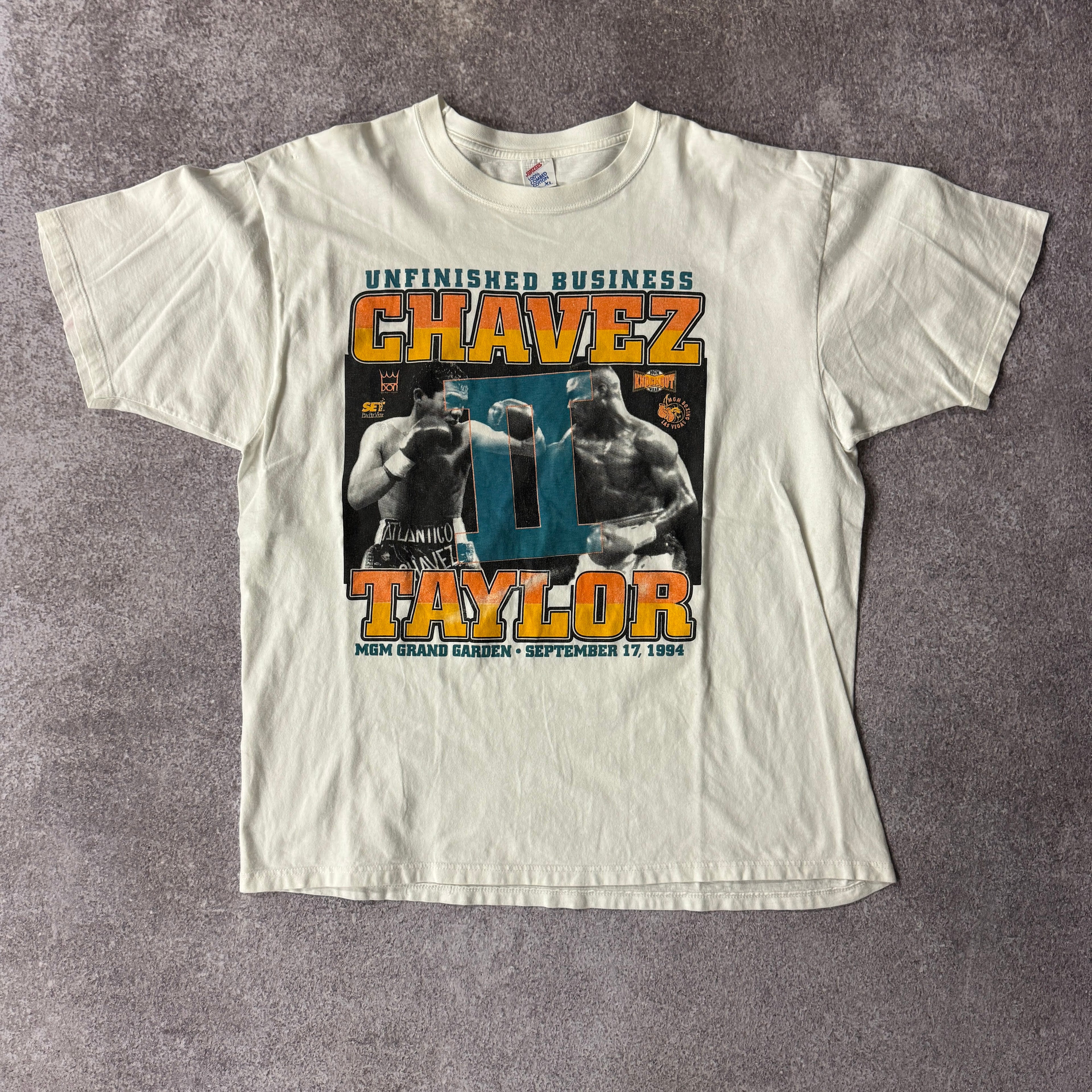 90s MGM Boxing Chavez vs Taylor 1994 Jerzees Double Stitch Tee XL