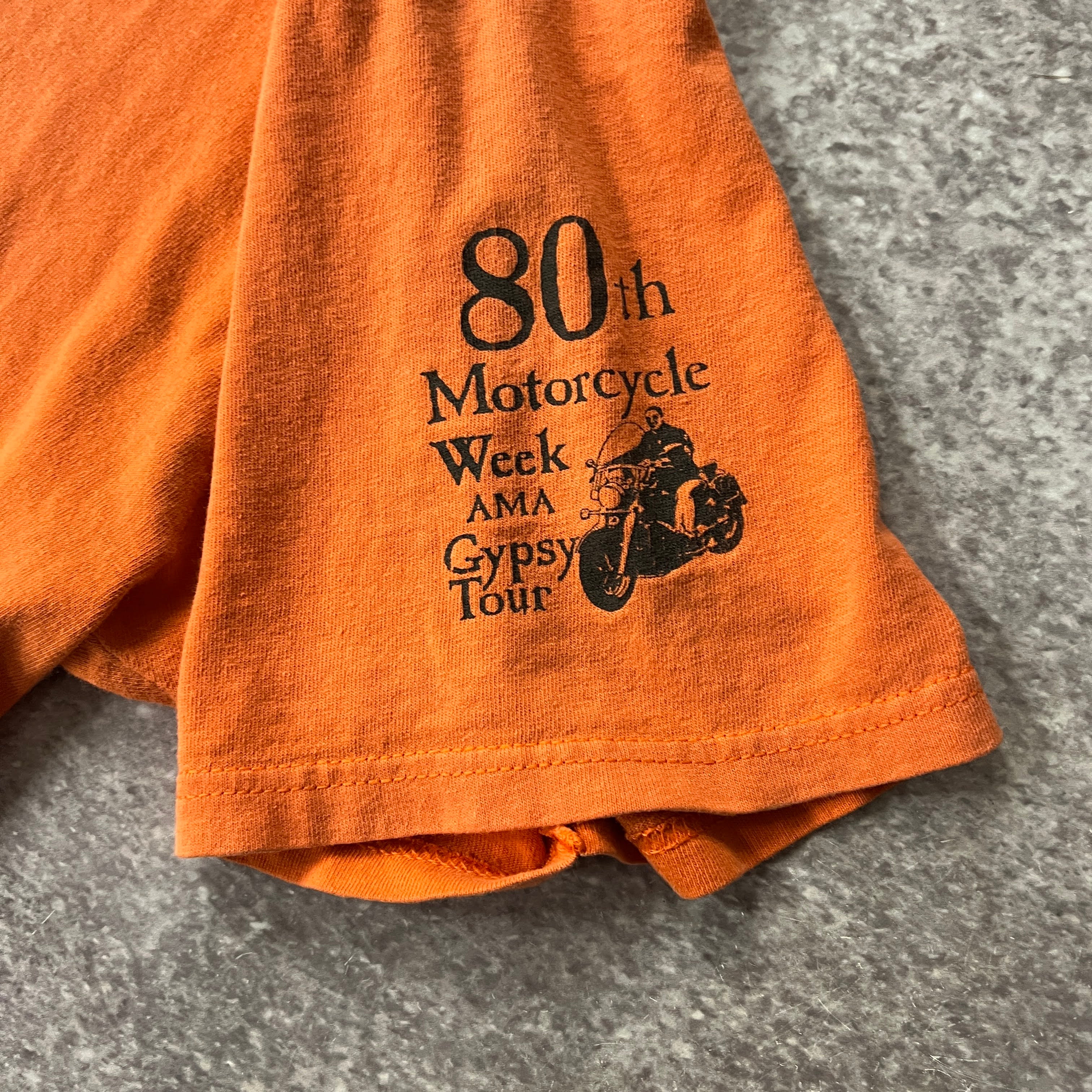 Y2K Anvil "Live to Ride" Orange Distressed Tee XL